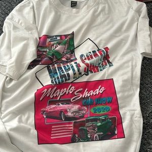 White graphic tee cars